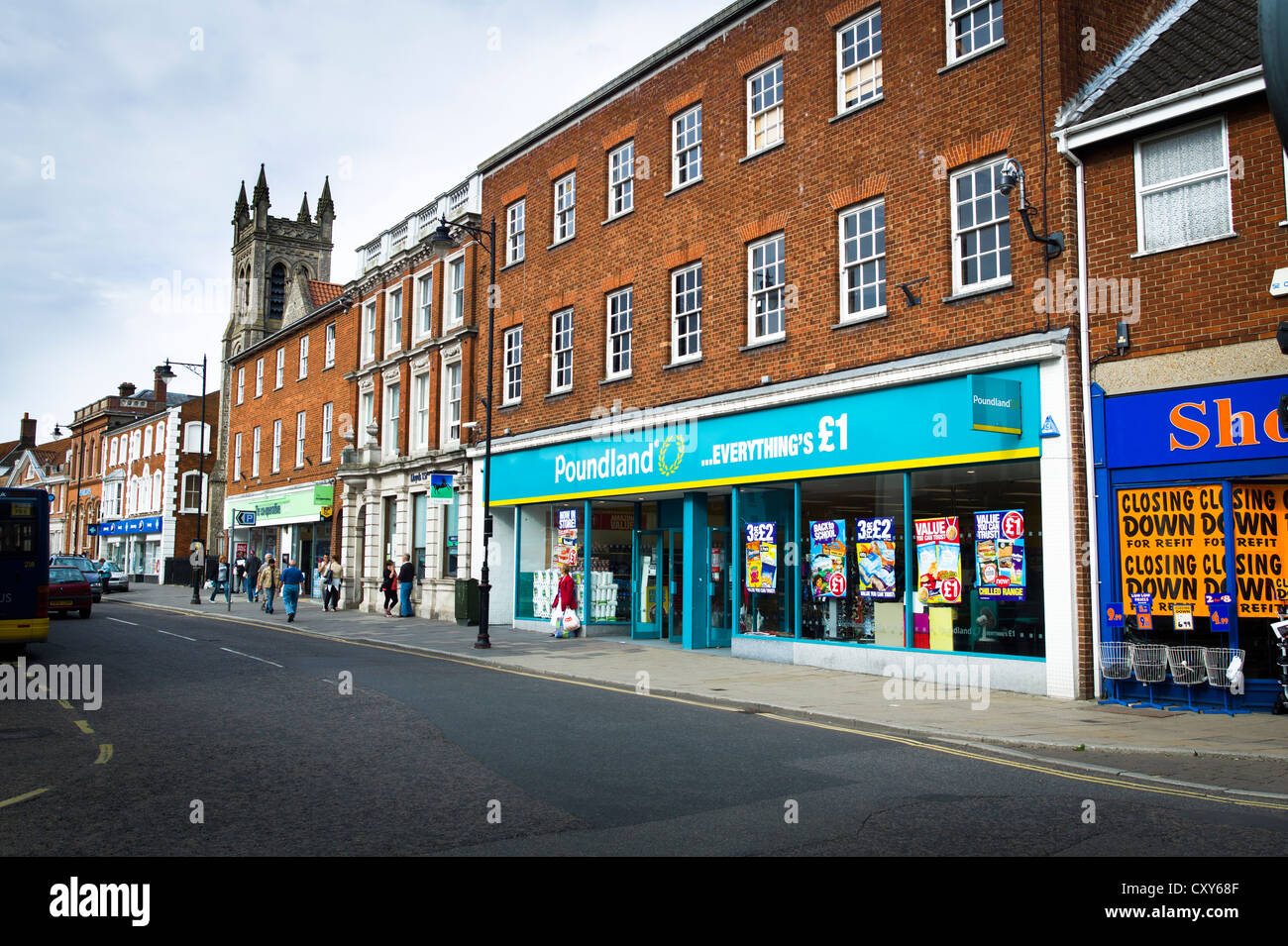 East Dereham town shops with Poundland occupying former Woolworth store