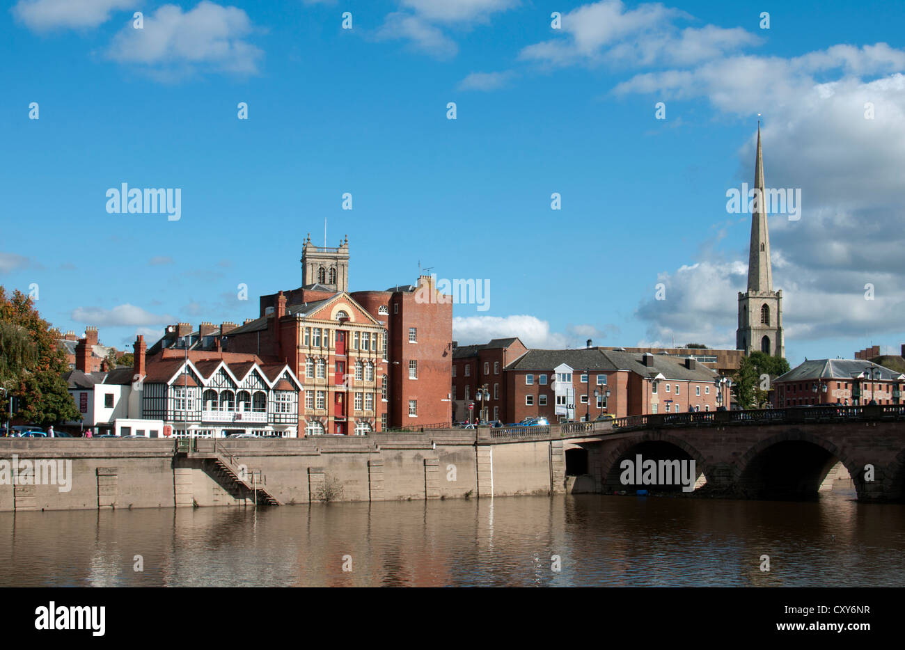 River Severn and North Parade, Worcester, UK Stock Photo