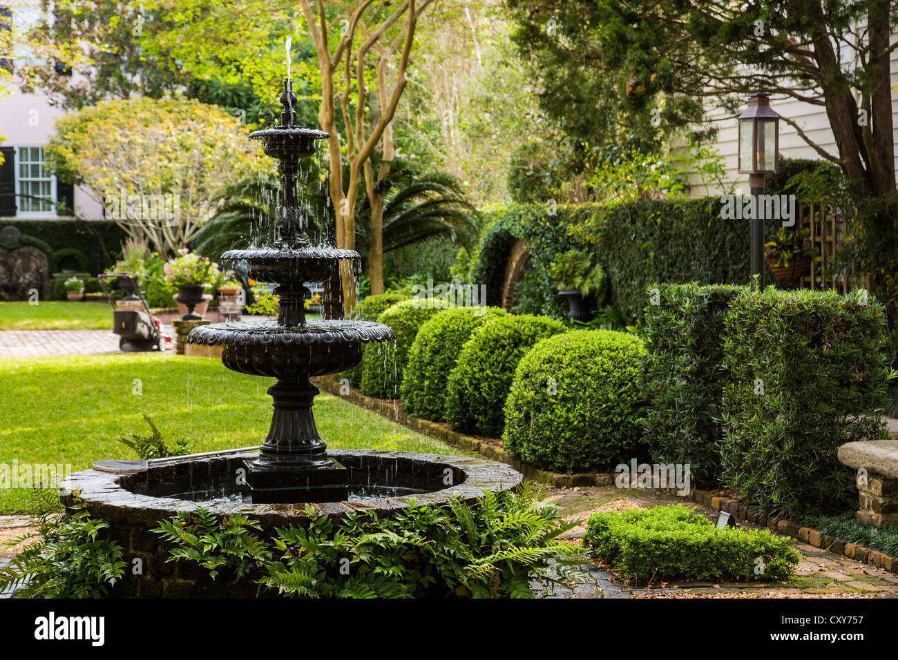 Traditional historic Charleston garden. Stock Photo