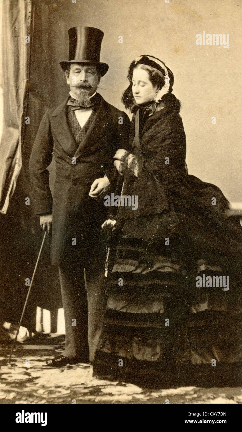 Napoleon III and Empress Eugenie, ca 1859, by A.A.E. Disderi Stock Photo