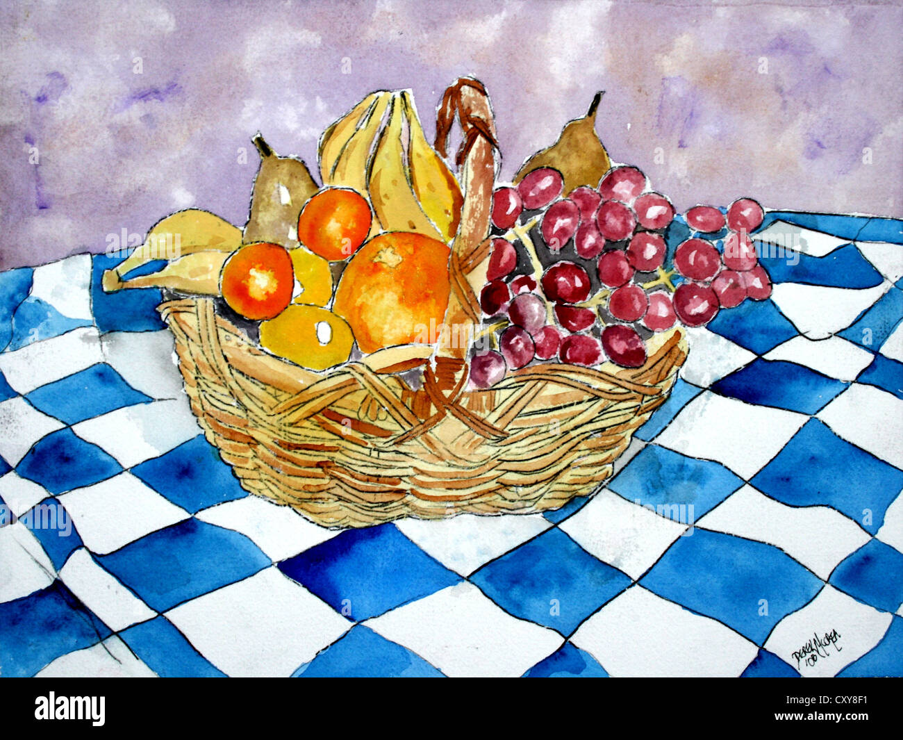 Still life watercolor painting Stock Photo