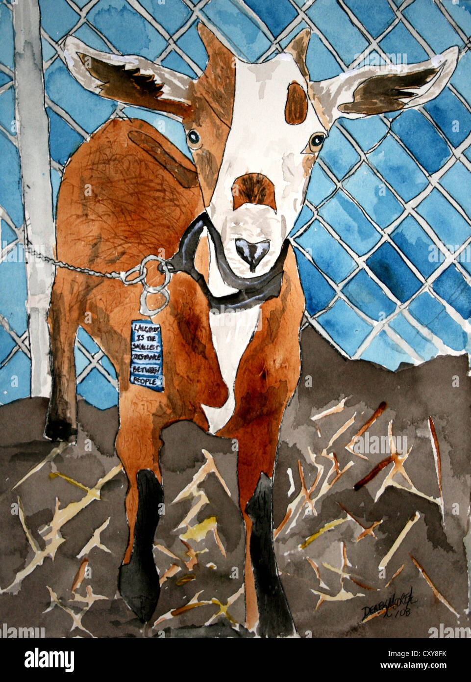 goat farm animal painting Stock Photo