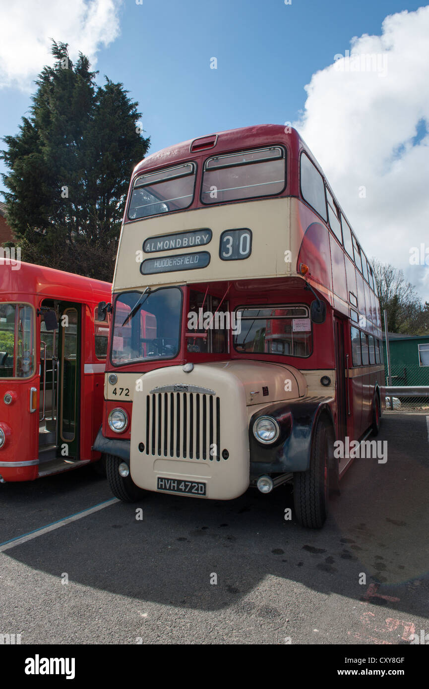 Vintage double decker bus at a rally in Sheringham. Stock Photo