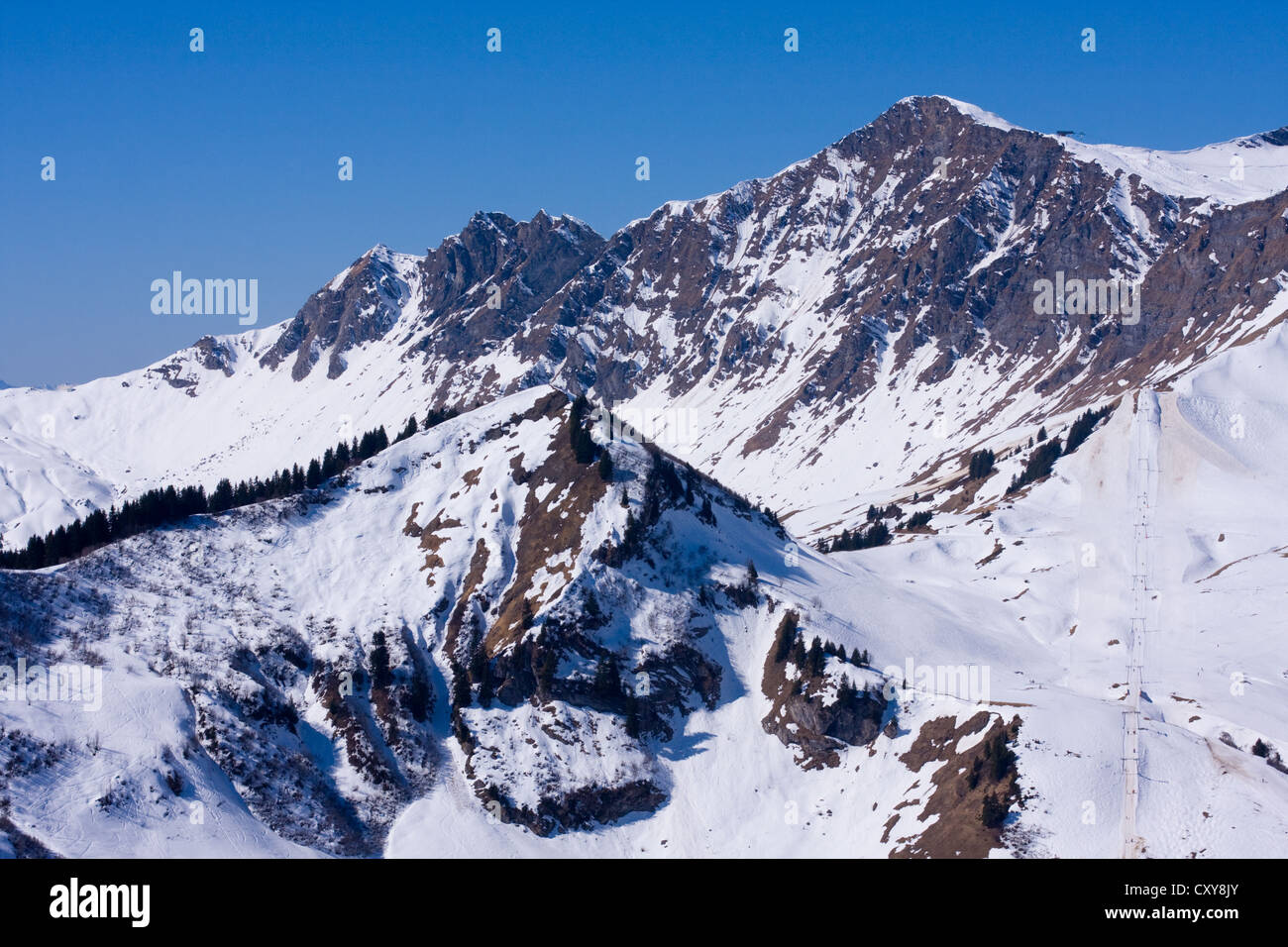 Alps snow mountain trees hi-res stock photography and images - Alamy