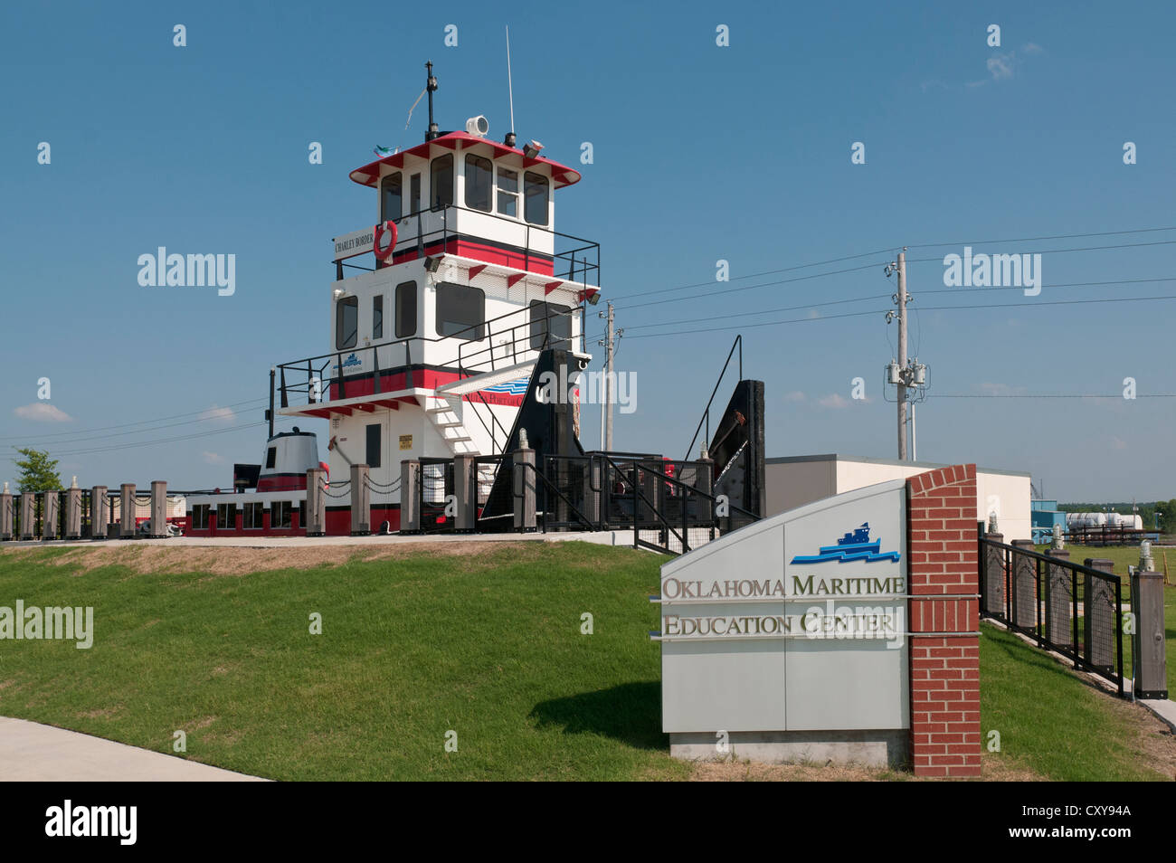 Oklahoma, Tulsa, Port of Catoosa, M/V Charley Border towboat on dry