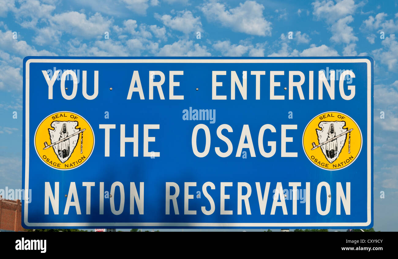 Oklahoma, Osage Nation Indian Reservation, entry sign. Stock Photo
