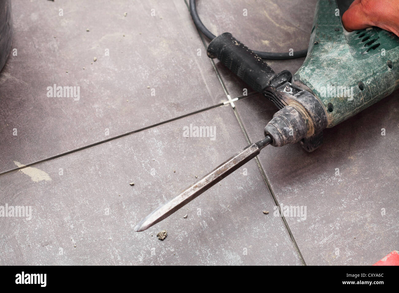 demolition hammer mason manual work floor tool worker Stock Photo Alamy