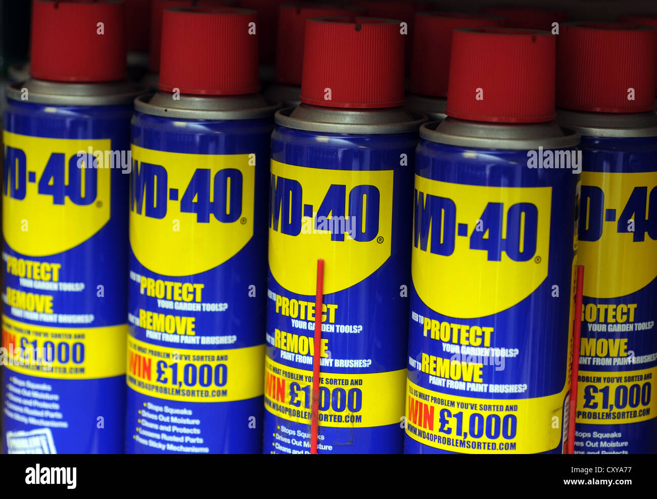 WD-40 cans, WD40 spray Stock Photo