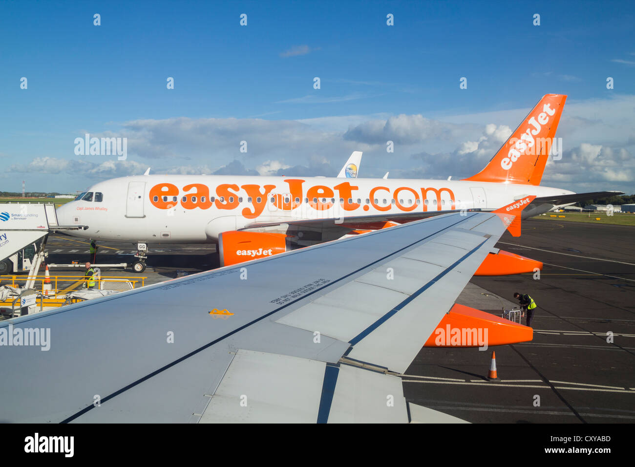 Esy Jet Airplanes On Runway At Newcastle Airport England Uk Stock Photo Alamy