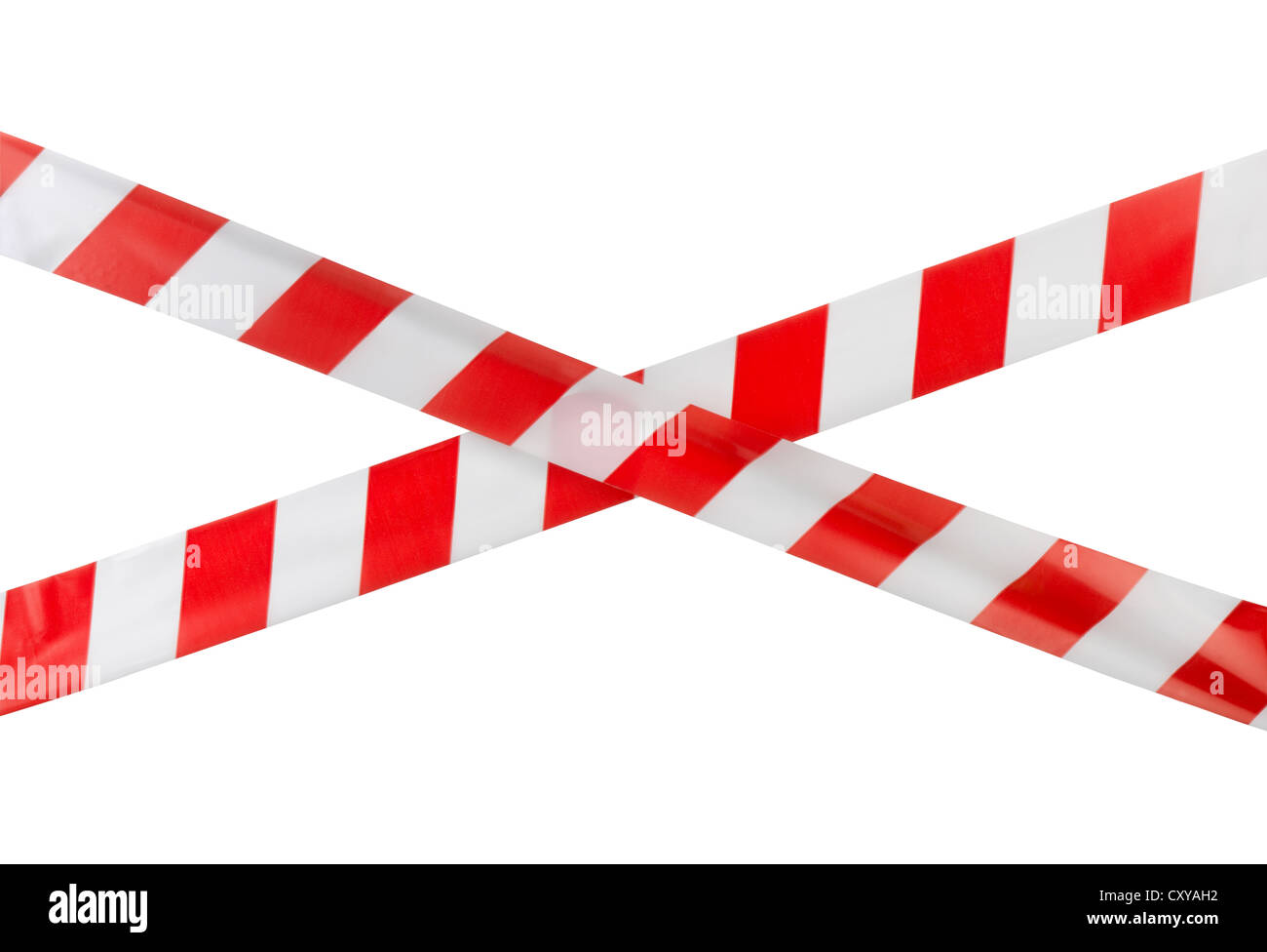 Crossed red white warning tape isolated on white Stock Photo - Alamy