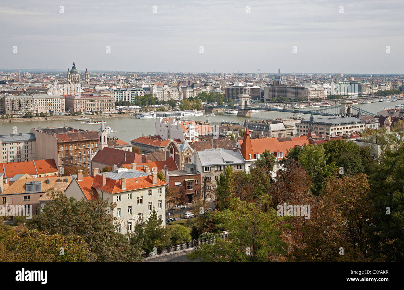 Budapest - outlook from Buda to st. Stephen cathedral Stock Photo
