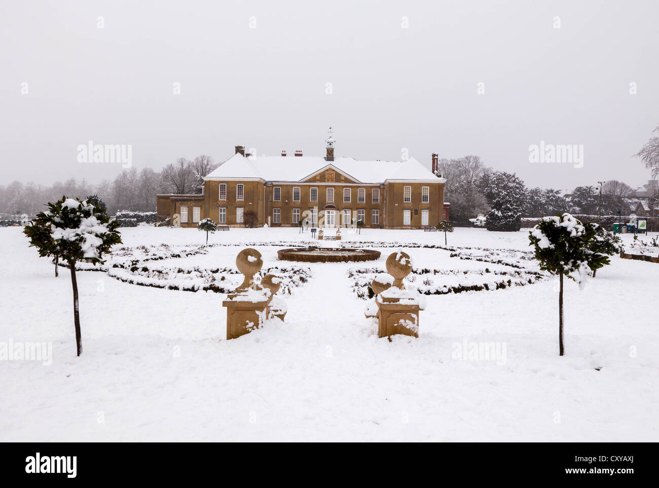 Reigate Priory, Priory Park, Reigate, Surrey in the snow. Stock Photo