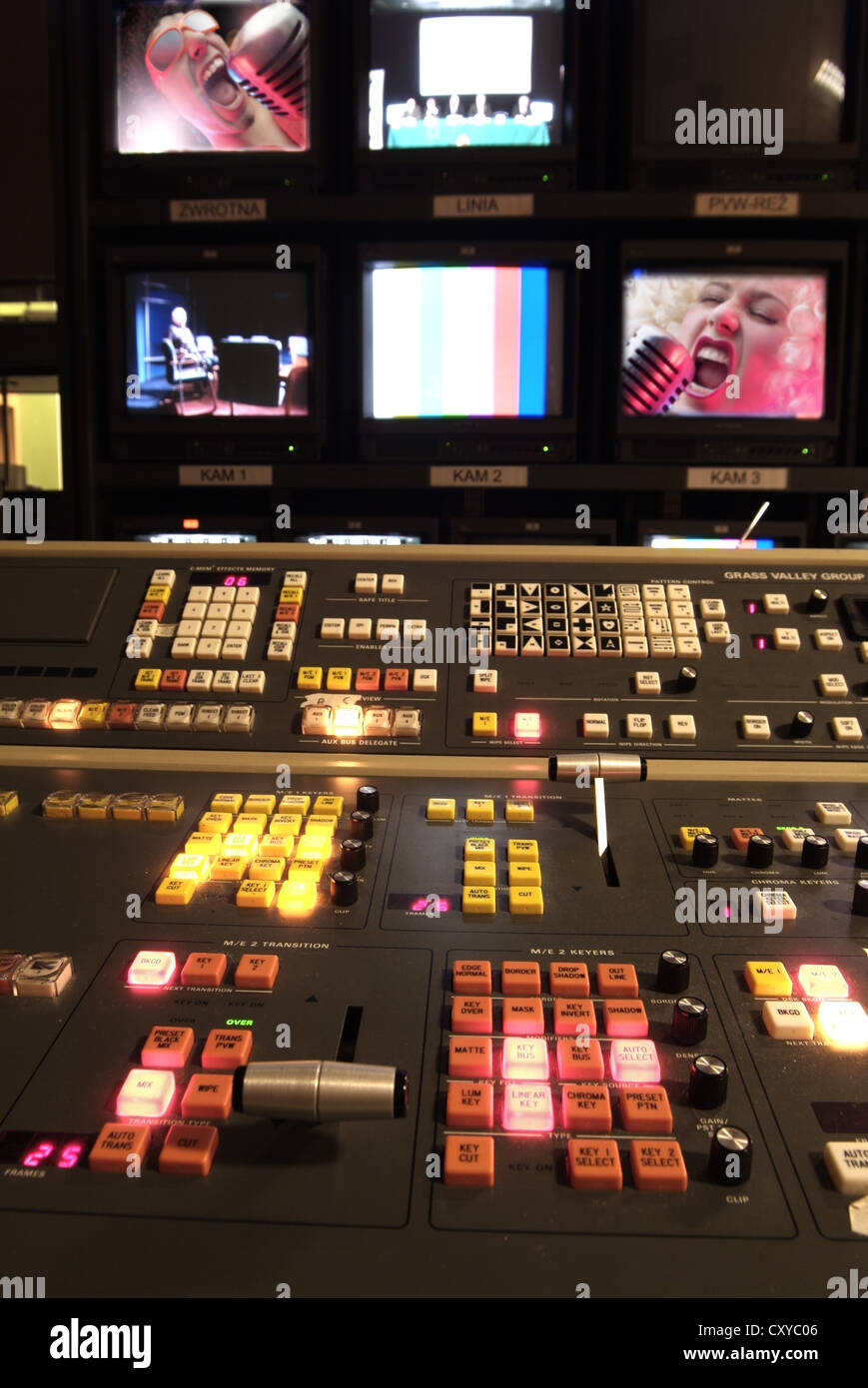 Recording studio with monitors and a mixing console Stock Photo Alamy