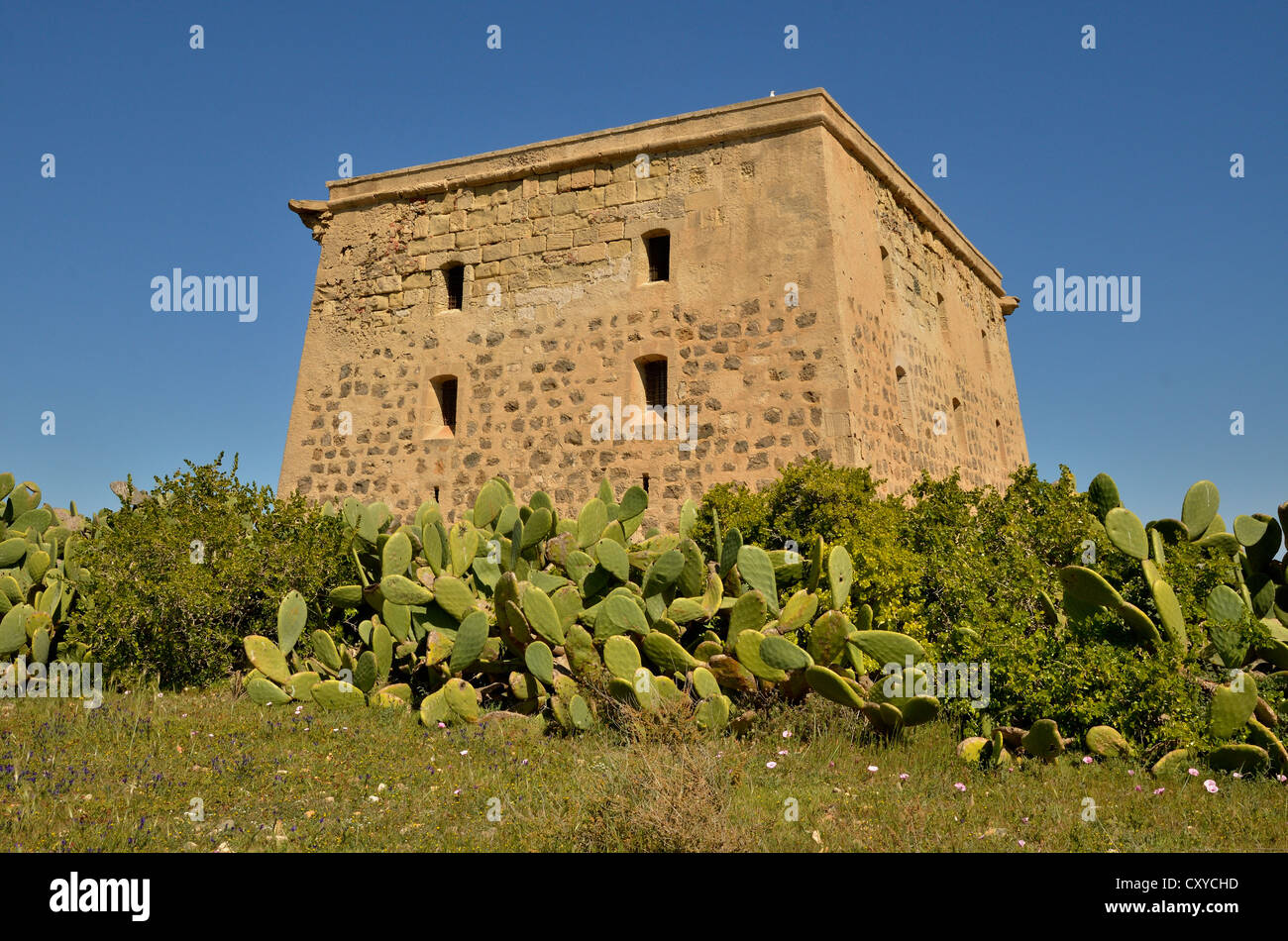 Torre de San José, former prison on the island of Tabarca, Isla de Tabarca, Alicante province, Costa Blanca, Spain, Europe Stock Photo