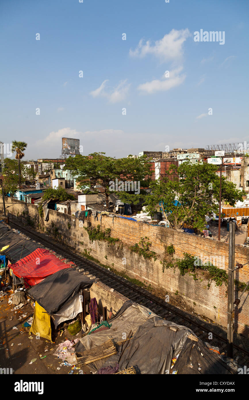 View over Kolkata near the Howrah Bridge, India Stock Photo