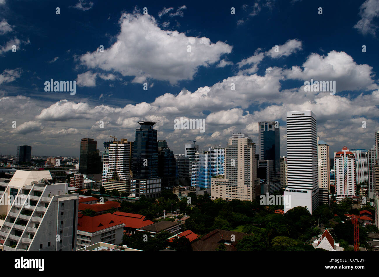 clouds over Bangkok skyline during monsoon season, Thailand. © Kraig