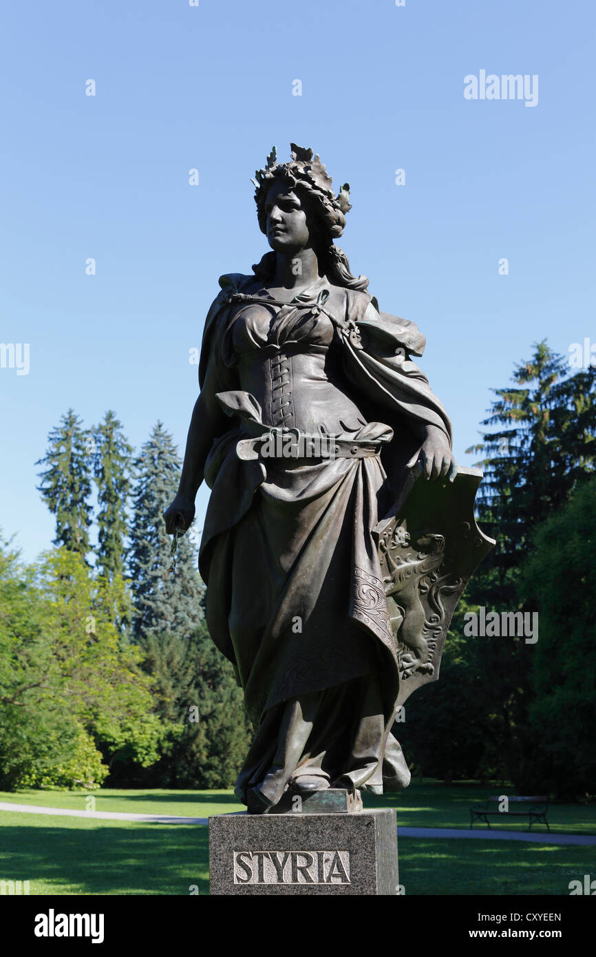 Allegorical representation of 'Austria' by Hans Brandstetter, Stadtpark, city park, Graz, Styria, Austria, Europe Stock Photo
