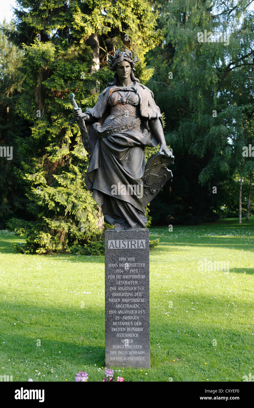Allegorical representation of 'Austria' by Hans Brandstetter, Stadtpark, city park, Graz, Styria, Austria, Europe Stock Photo