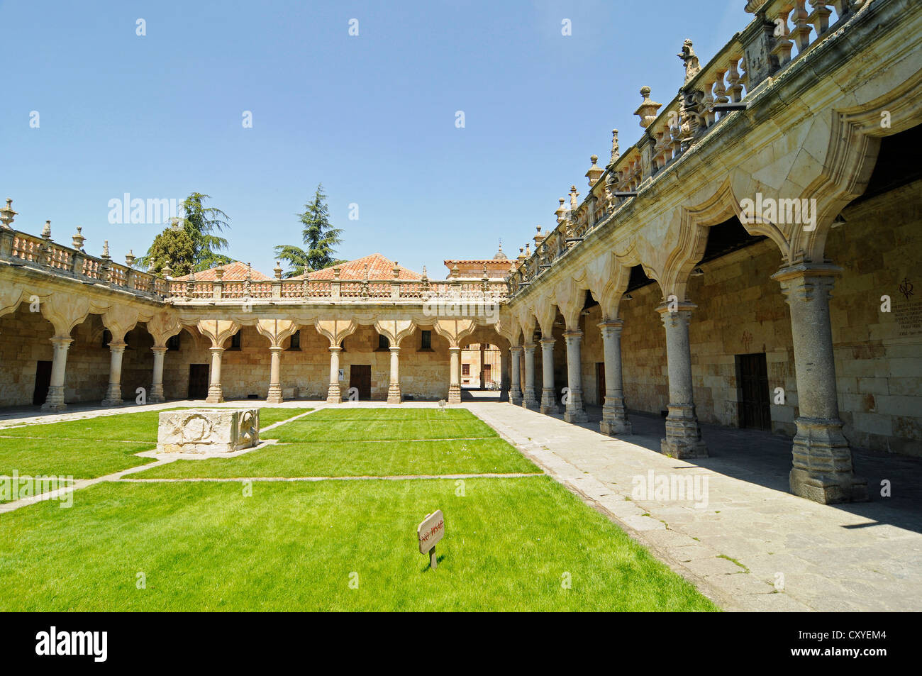 Courtyard, Patio de Escuelas Menores, University of Salamanca, Salamanca, Castile-Leon, Spain, Europe Stock Photo