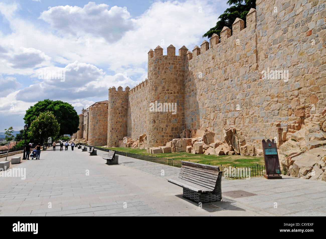 Paseo del Rastro, promenade, city walls, Avila, Castile-Leon, Spain, Europe, PublicGround Stock Photo