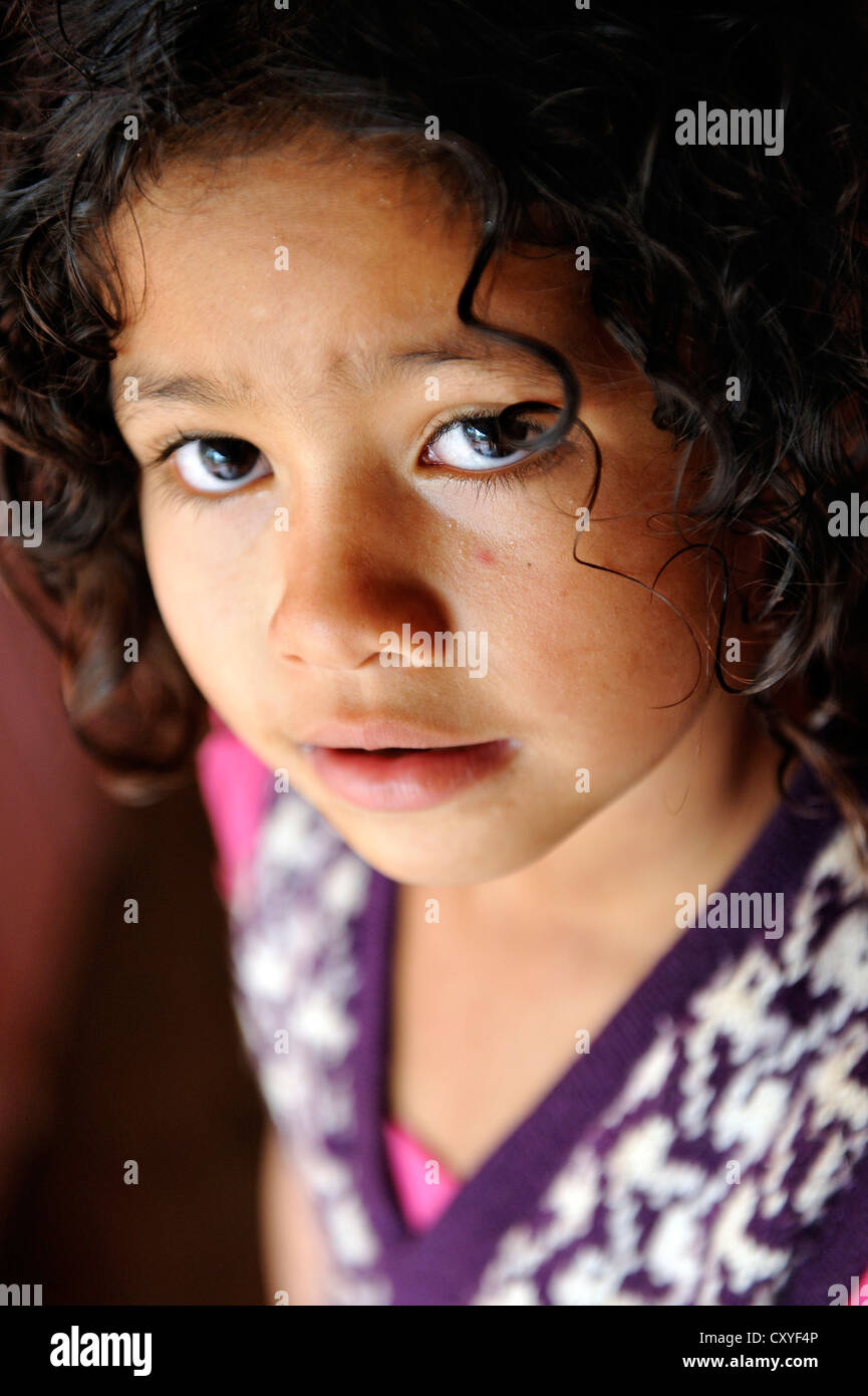 Girl, portrait, Comunidad Arroyito, Departamento Concepcion, Paraguay, South America Stock Photo