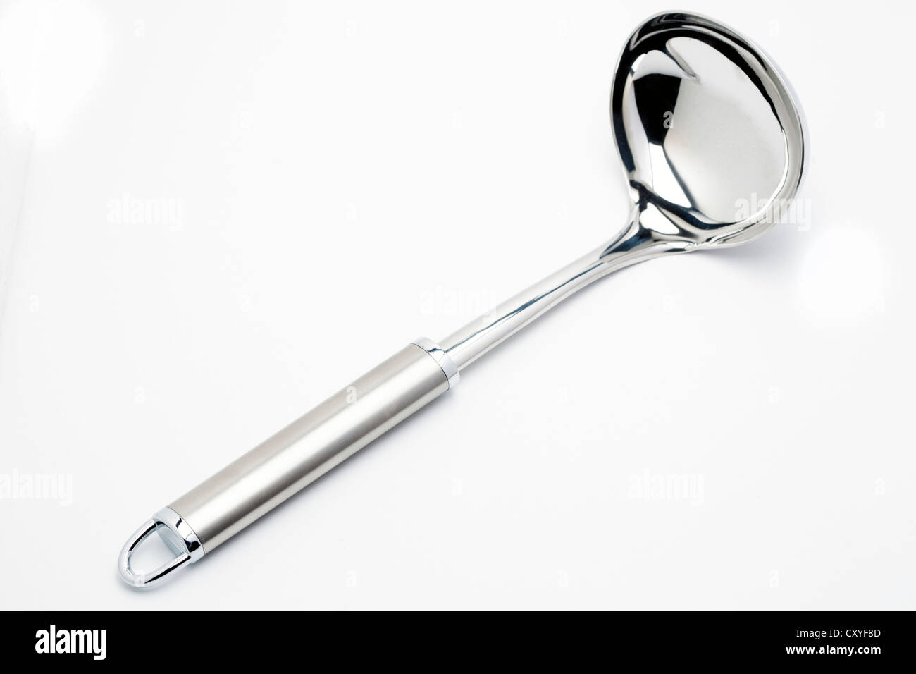 Stainless steel Ladle on White background Stock Photo