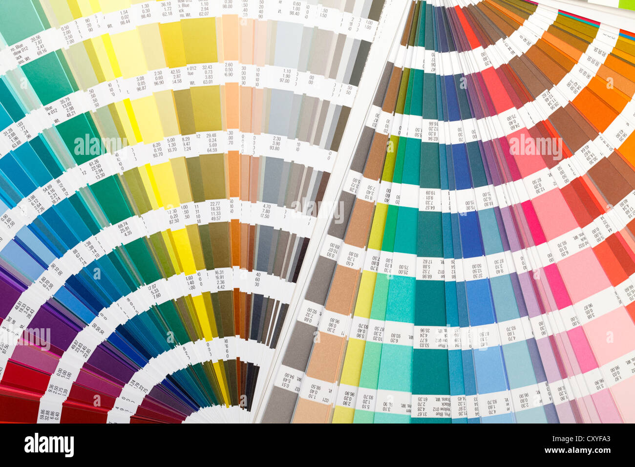 Find Colour Ranges Fanned colour guide displaying a range of hues for all the spectral ...