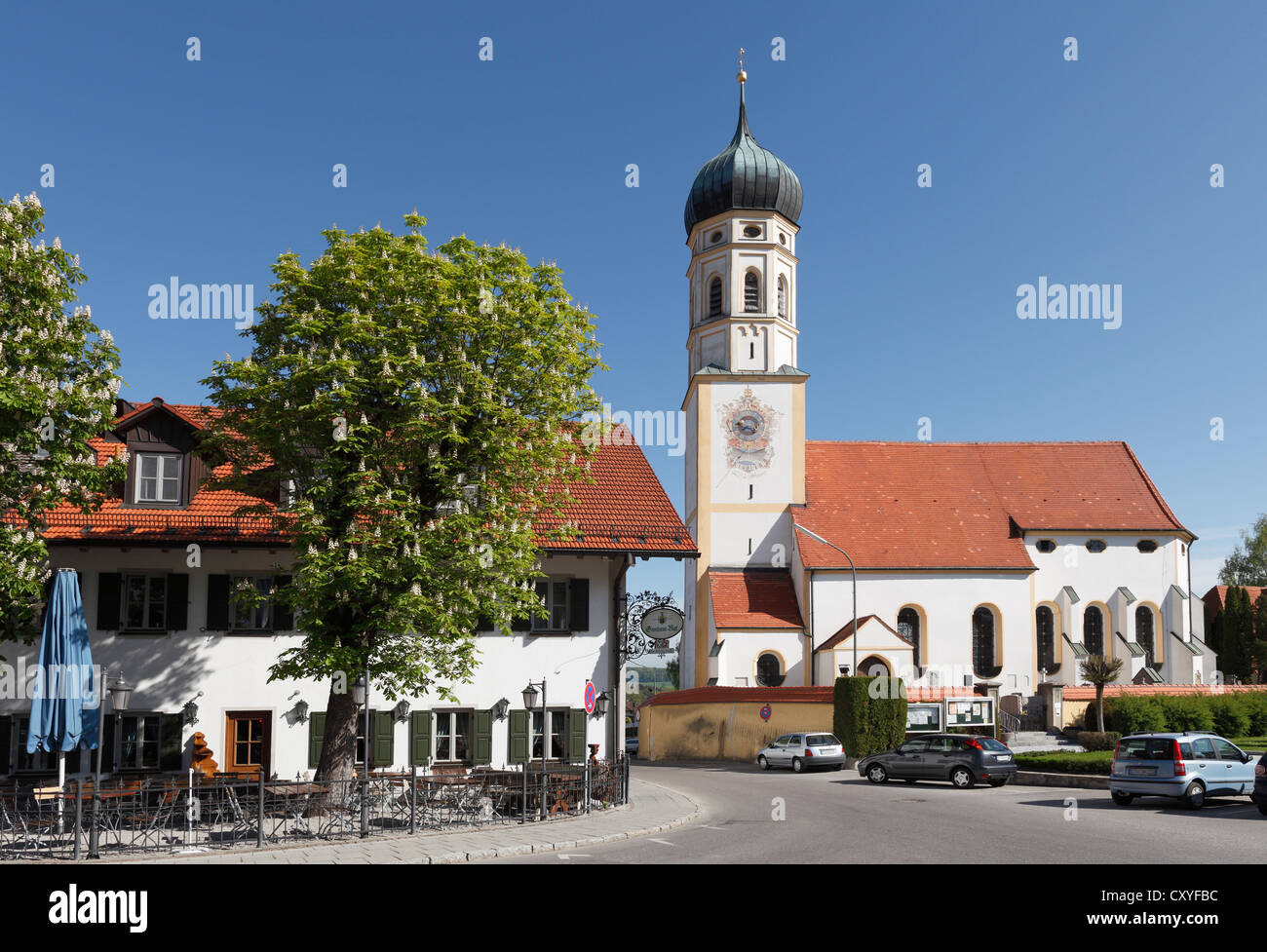 St. Peter and Paul Church in Oberalting, municipality of Seefeld, Five-Lakes region, Upper Bavaria, Bavaria, PublicGround Stock Photo