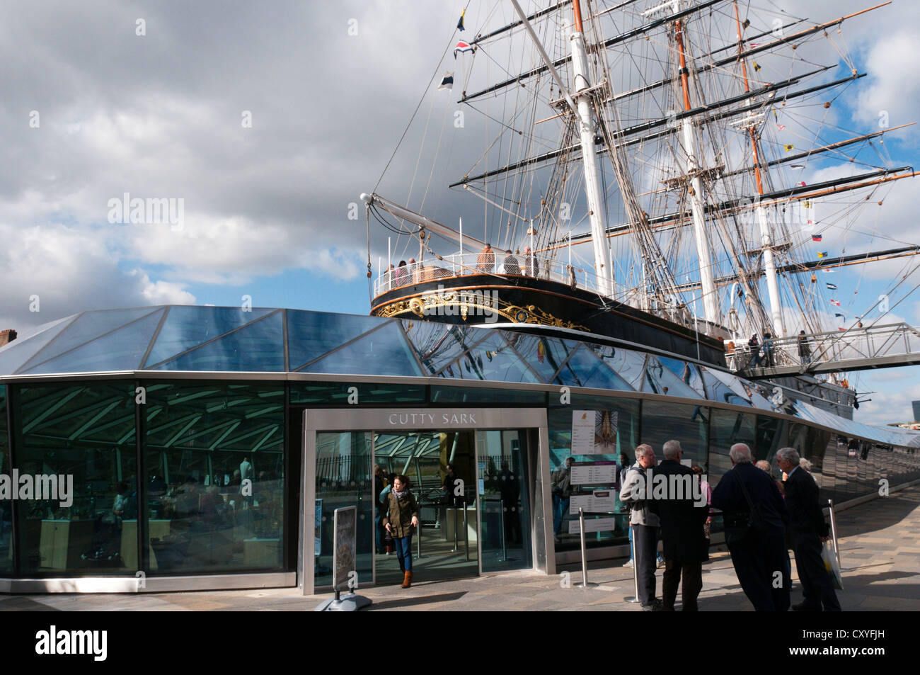 The restored Cutty Sark and museum in Greenwich, London. Stock Photo