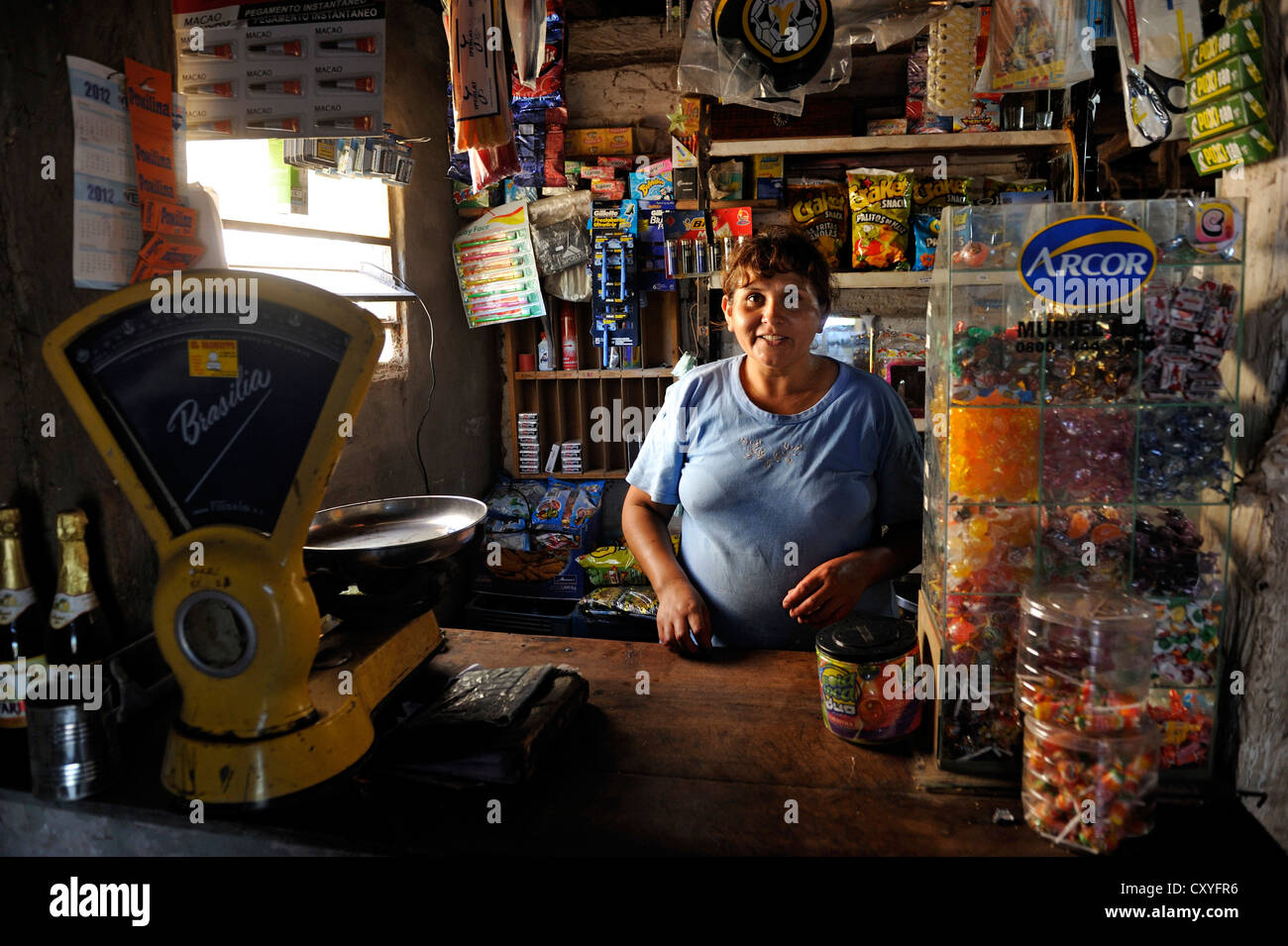 Woman in a small shop, Santiago del Estero province, Argentina, South America Stock Photo
