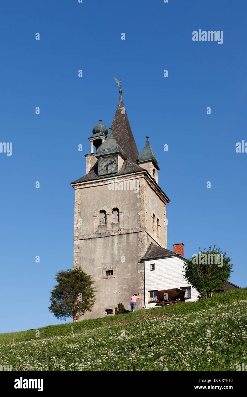 Schichtturm tower, Eisenerz, Upper Styria, Styria, Austria, Europe, PublicGround Stock Photo