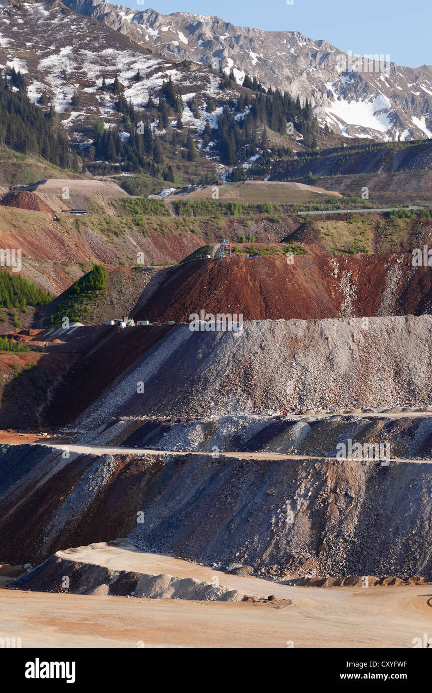 Mining of ore on Erzberg mountain, Eisenerz, Styrian Iron Trail, Upper Styria, Styria, Austria, Europe, PublicGround Stock Photo