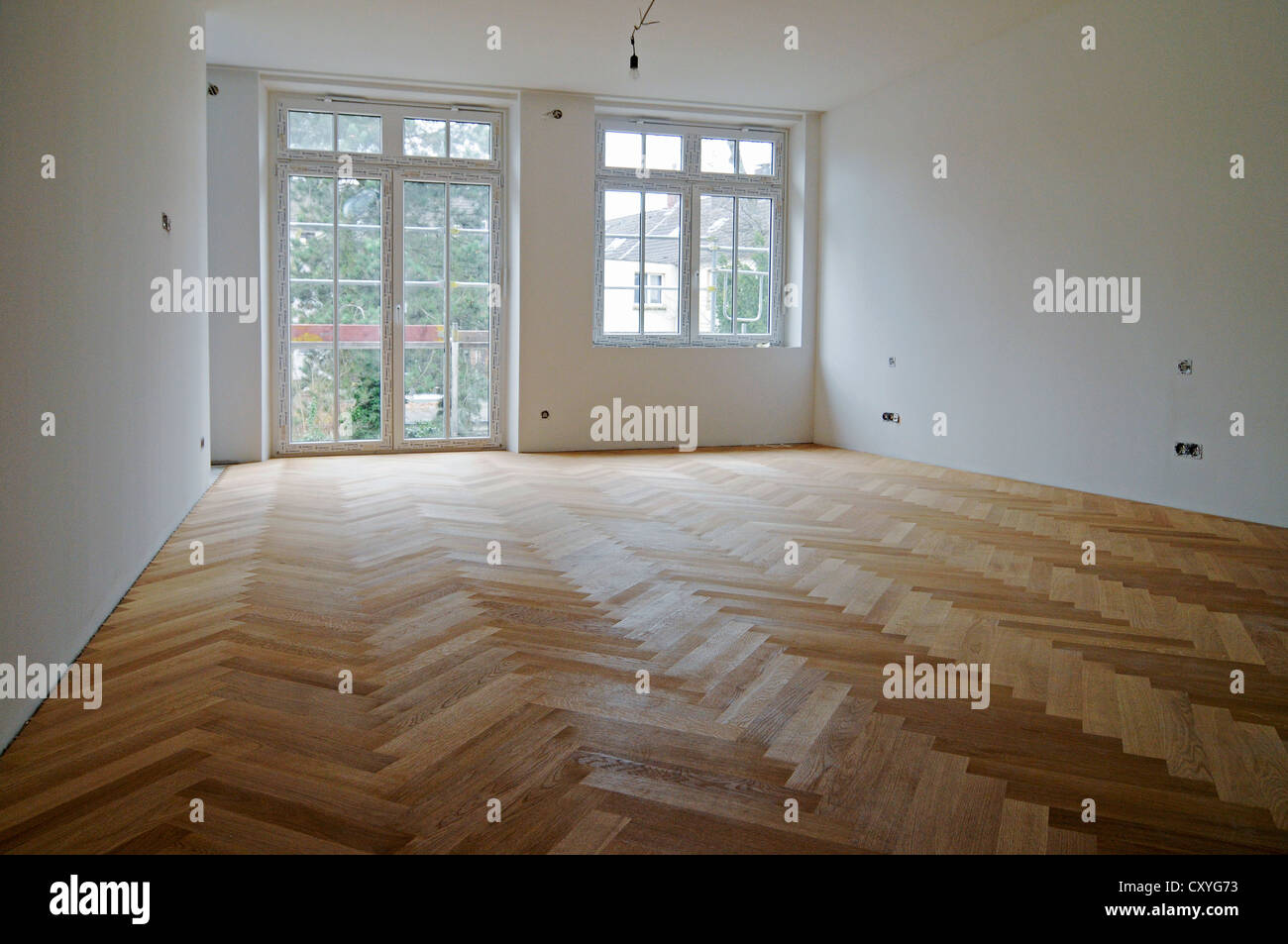 Newly Laid Parquet Flooring Wooden Floor Building Renovation