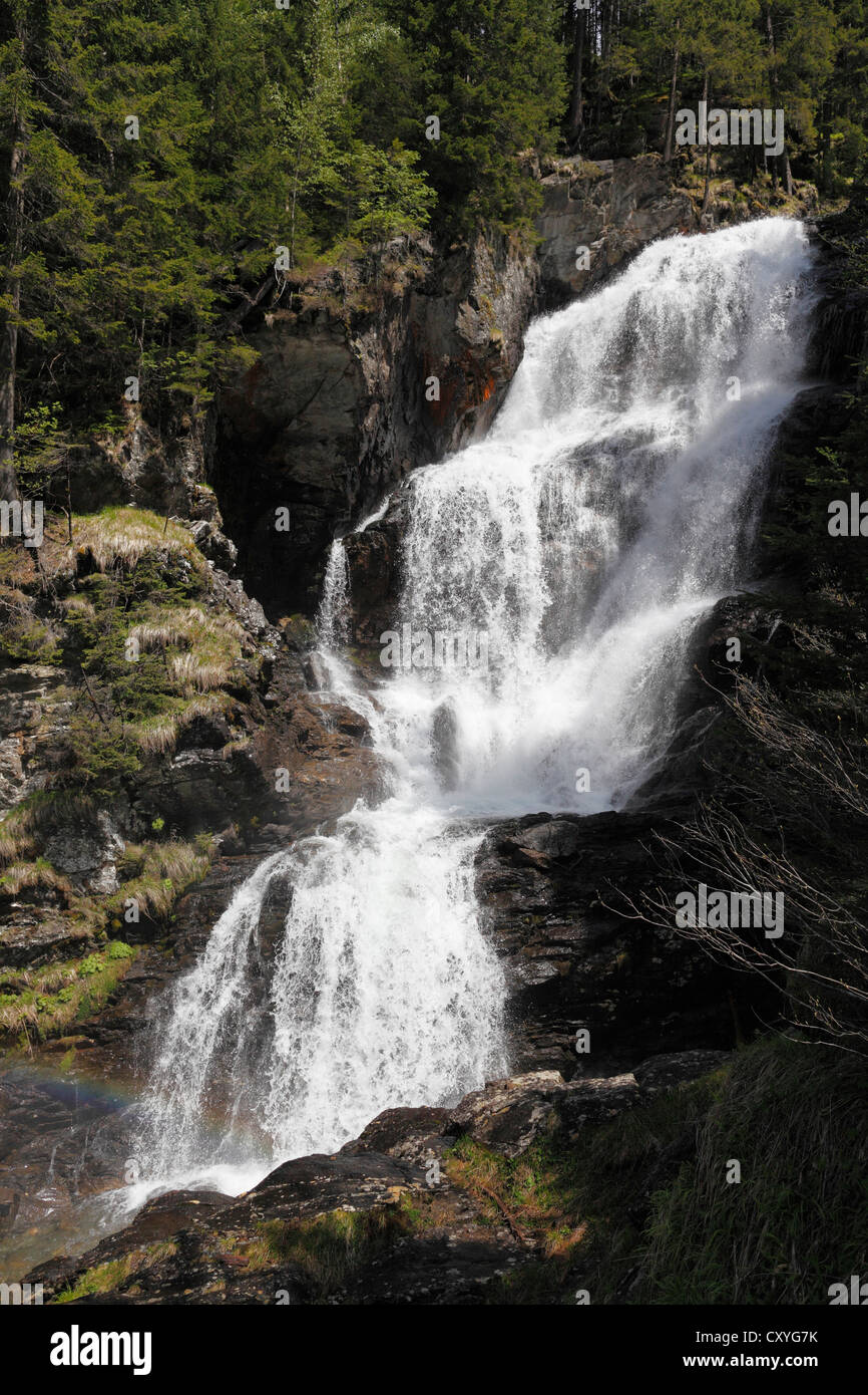 Small waterfall of the Riesach creek, Riesach falls, Soelktaeler Nature Park, Schladming Tauern mountains, Upper Styria, Styria Stock Photo