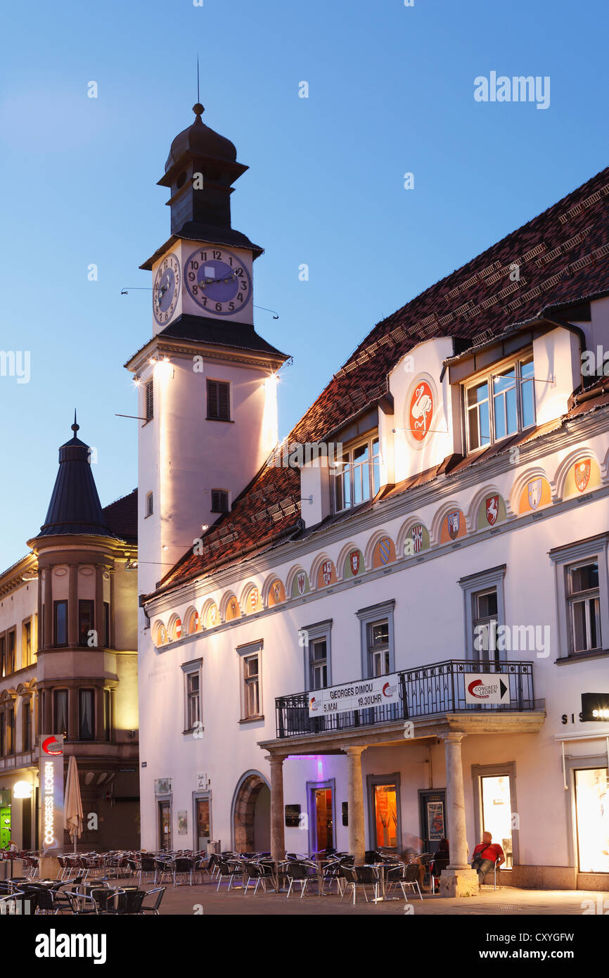 Old town hall on Hauptplatz square, Leoben, Upper Styria, Styria, Austria, Europe, PublicGround Stock Photo
