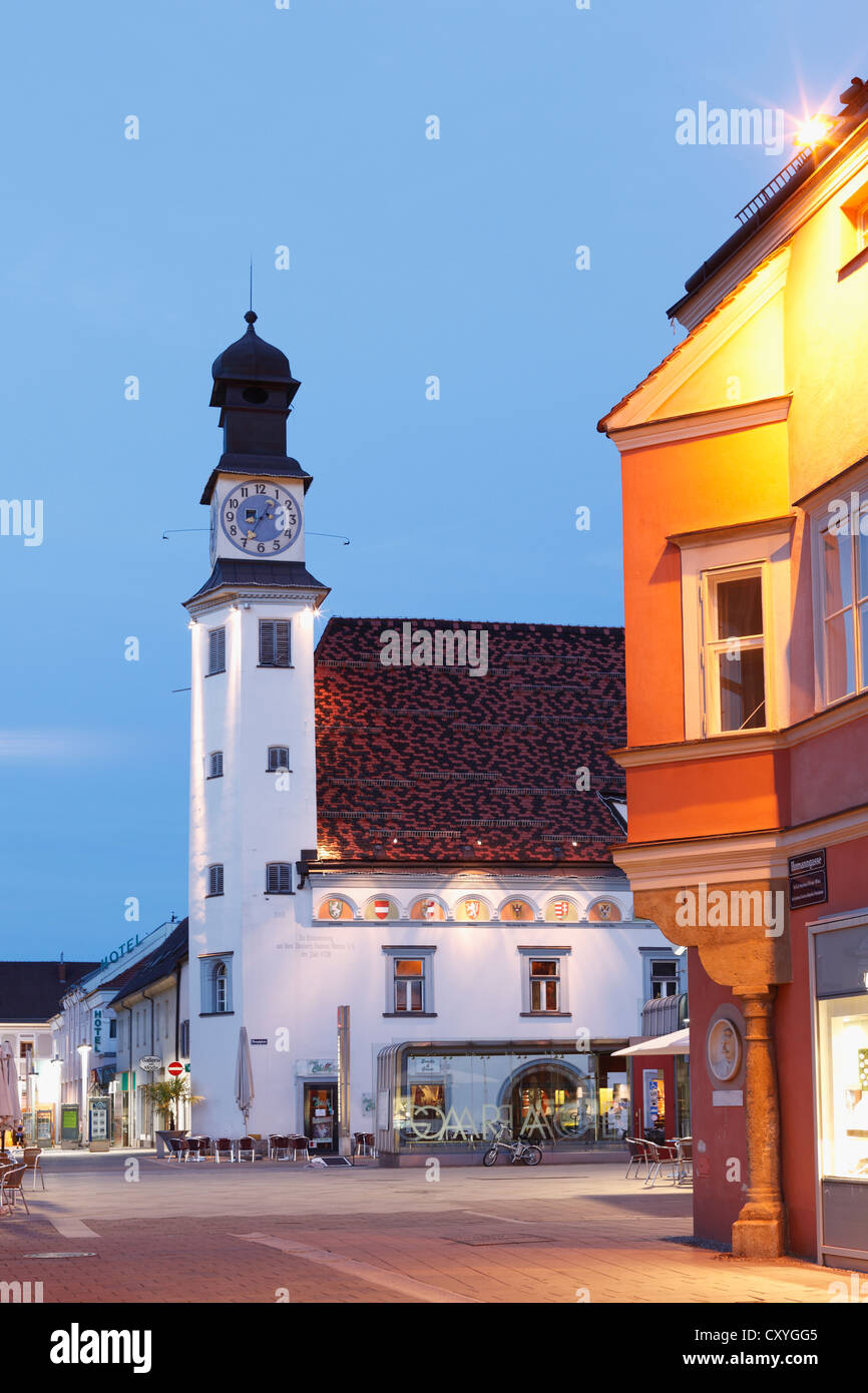 Old town hall on Hauptplatz square, Leoben, Upper Styria, Styria, Austria, Europe, PublicGround Stock Photo
