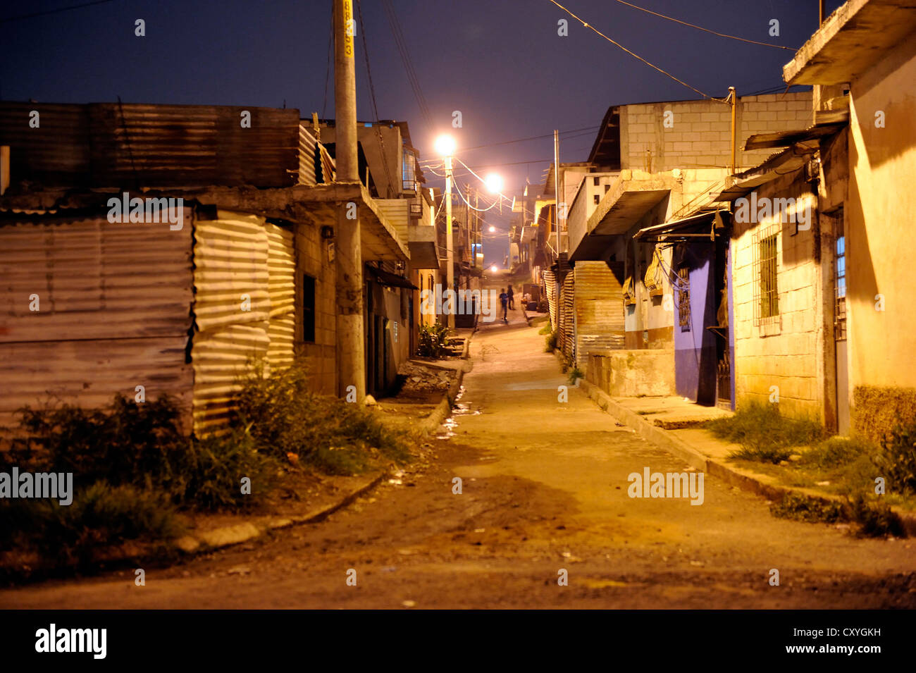 Lomas de Santa Faz slum at night, Guatemala City, Guatemala, Central America Stock Photo