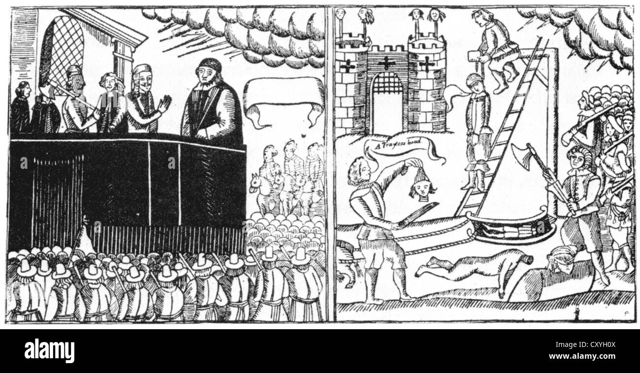 RESTORATION OF THE ENGLISH MONARCHY  In 1660 ten of those who authorised the execution of Charles I were themselves executed. Stock Photo