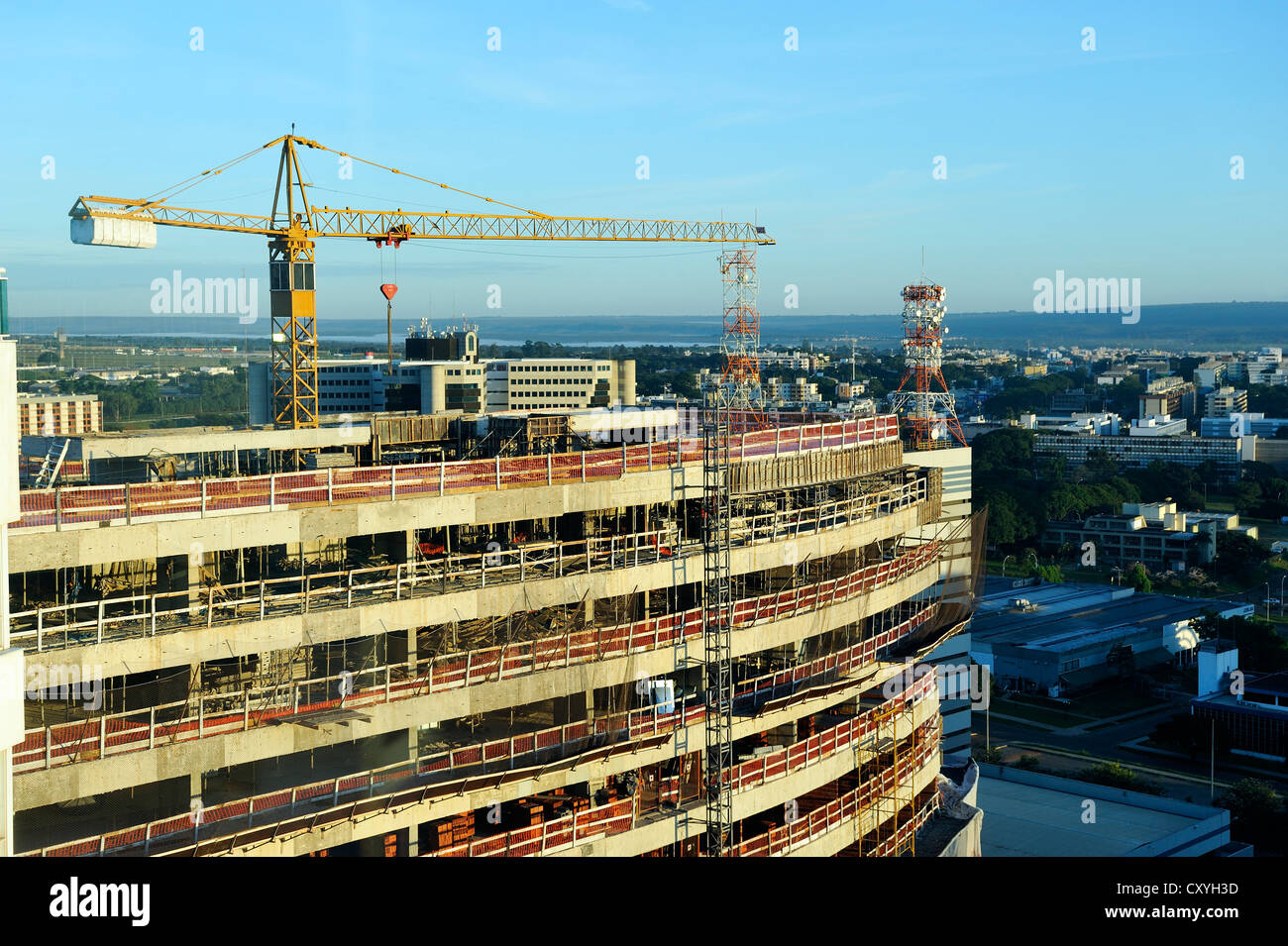 Construction site of a high-rise building, Brasilia, Distrito Federal DF, Brazil, South America Stock Photo