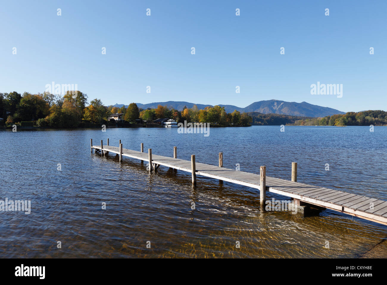 Staffelsee Lake, jetty in Seehausen, Blaues Land region, Upper Bavaria, Bavaria, PublicGround Stock Photo