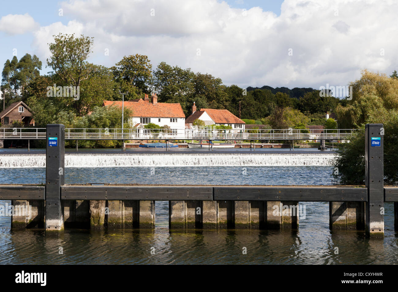 The weir on the River Thames at Hambleden, Buckinghamshire, UK Stock Photo