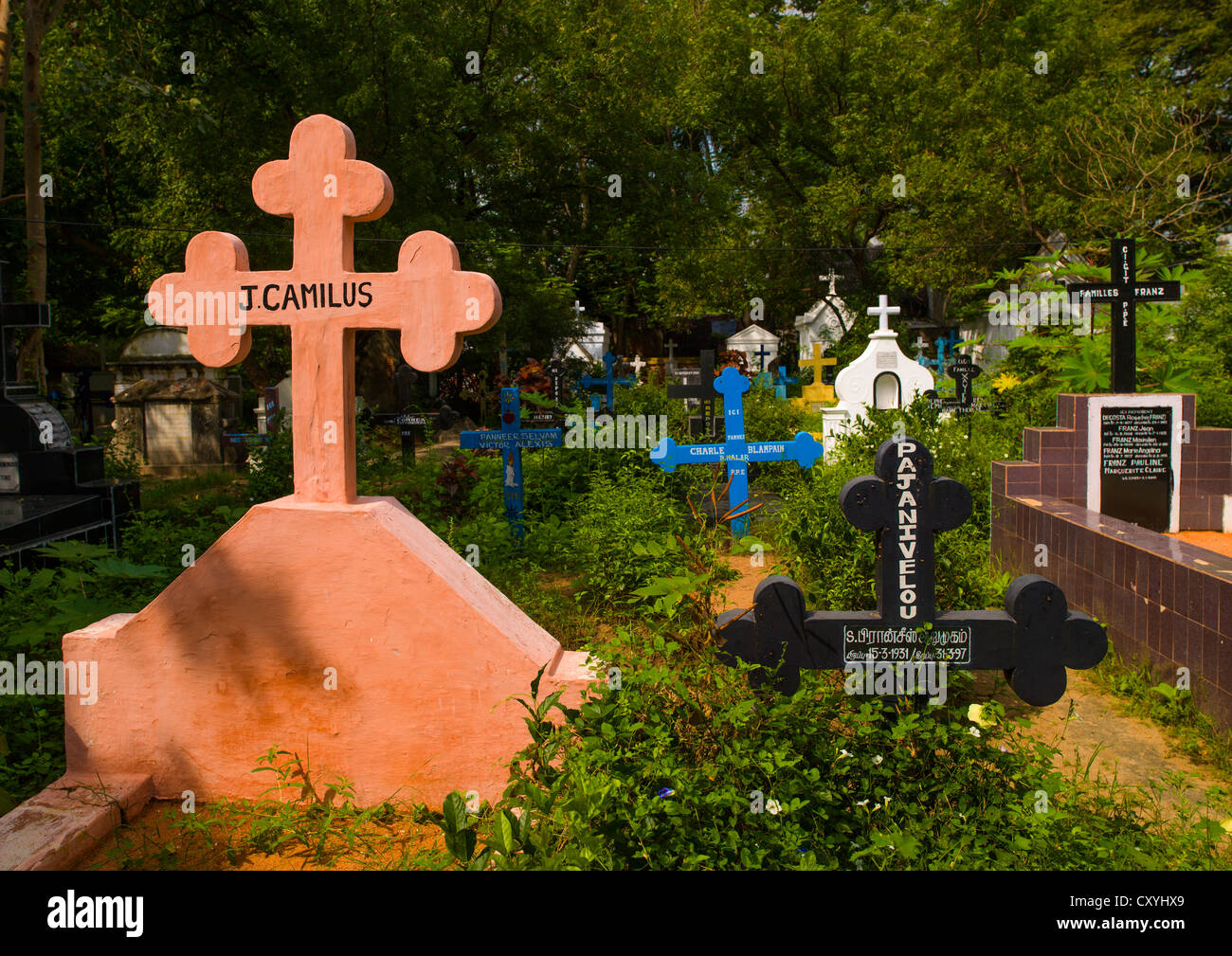 Colorful Graves In A Cemetery, Pondicherry, India Stock Photo Alamy