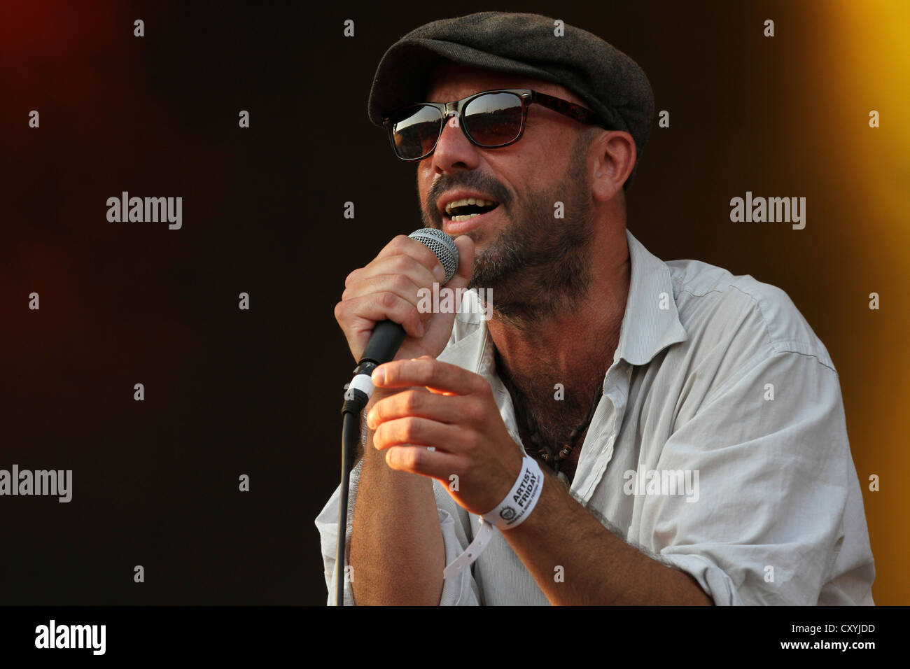 Jan Plewka of the Hamburg rock band 'Selig' performing at the First Greenville Music Festival, Paaren im Glien, Brandenburg Stock Photo