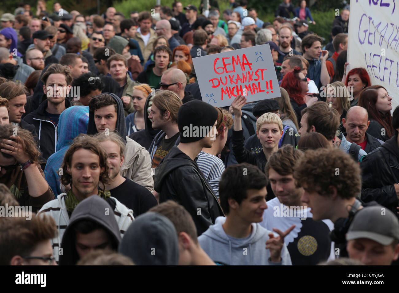 Protest against the planned royalty-tariff reform in 2013, about 5, 000 people gathered in front of the GEMA members party Stock Photo