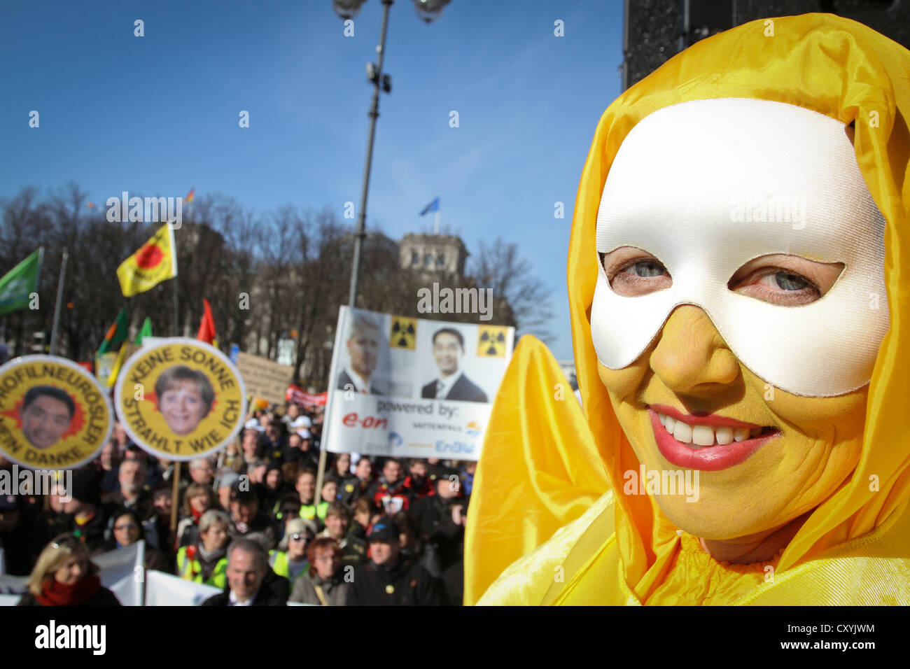 Mass rally against cuts for solar subsidies by the government in Berlin-Mitte, Berlin Stock Photo