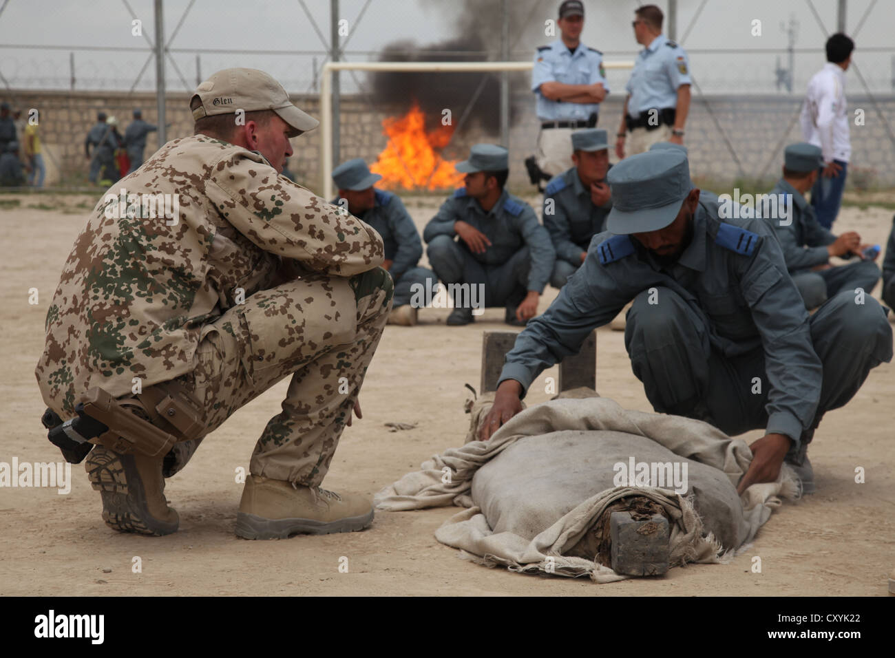 Training camp for Afghan police forces in the regional area of responsibility of the Bundeswehr, German Army, training in Stock Photo