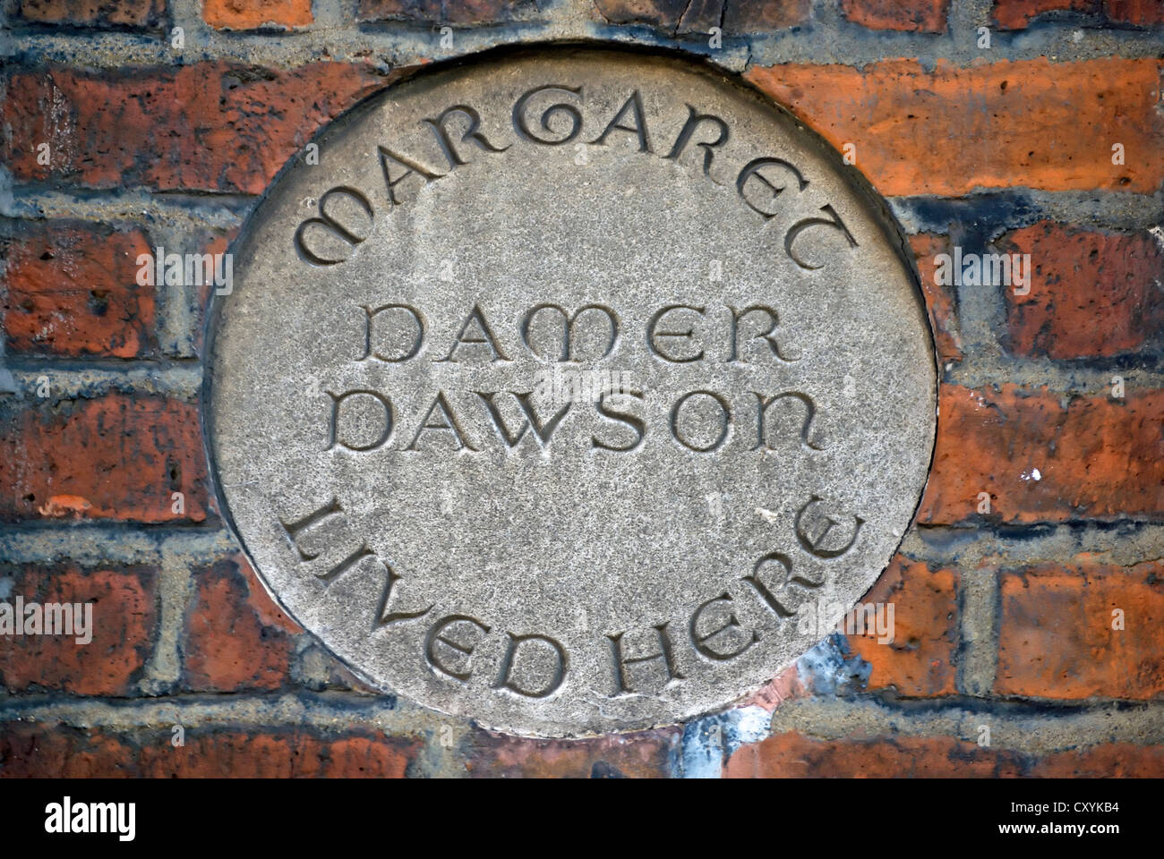 wall plaque marking a home of margaret damer dawson, founder in 1915 of the womens police force, chelsea, london, england Stock Photo