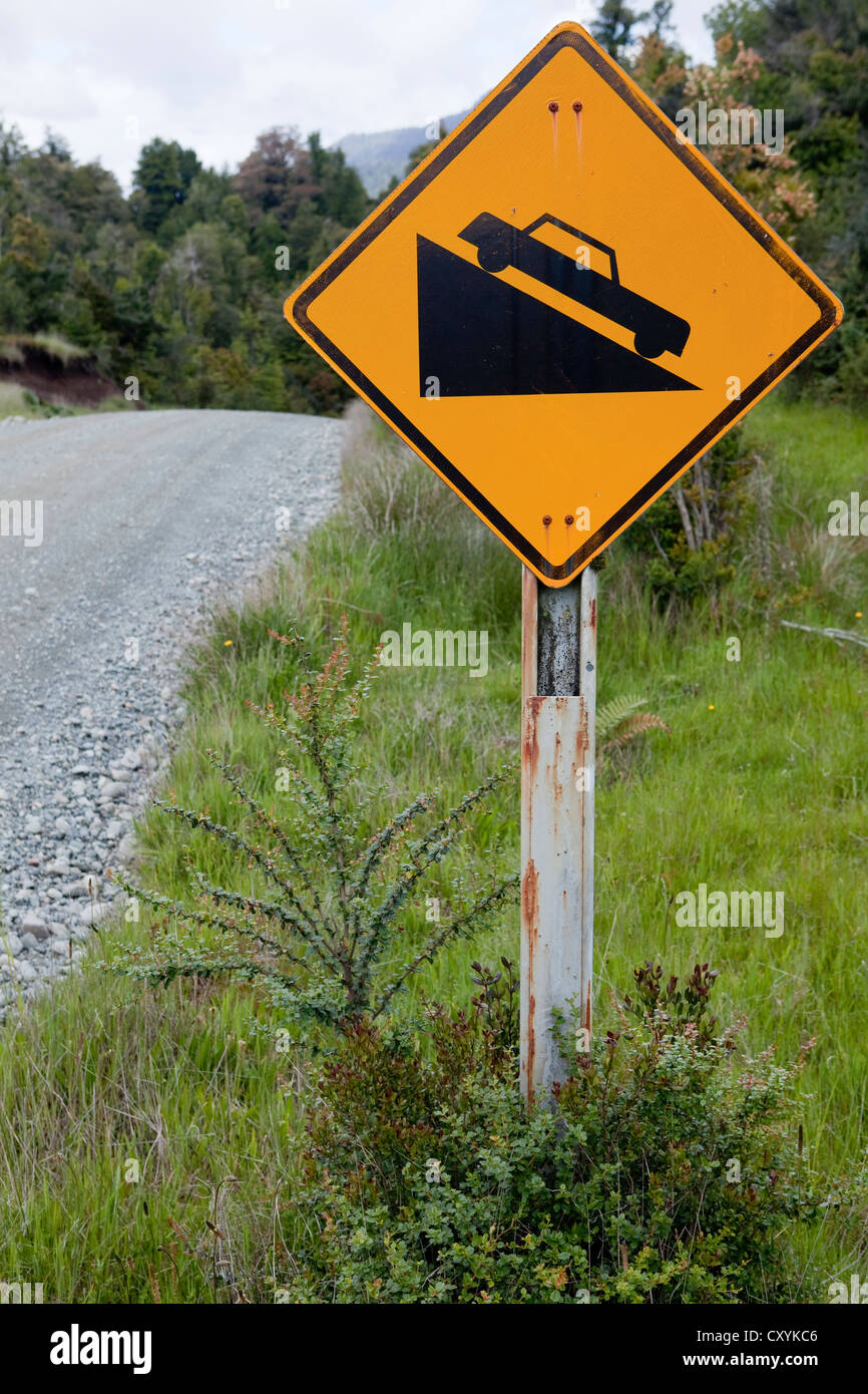 Car Climbing Hill Symbol Road Street Warning Steep Slope Metal Aluminum Sign