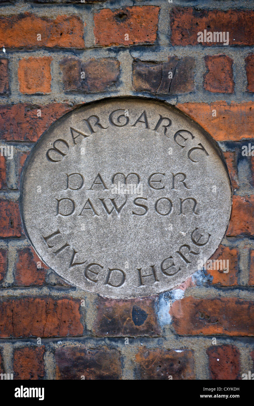 wall plaque marking a home of margaret damer dawson, founder in 1915 of the womens police force, chelsea, london, england Stock Photo