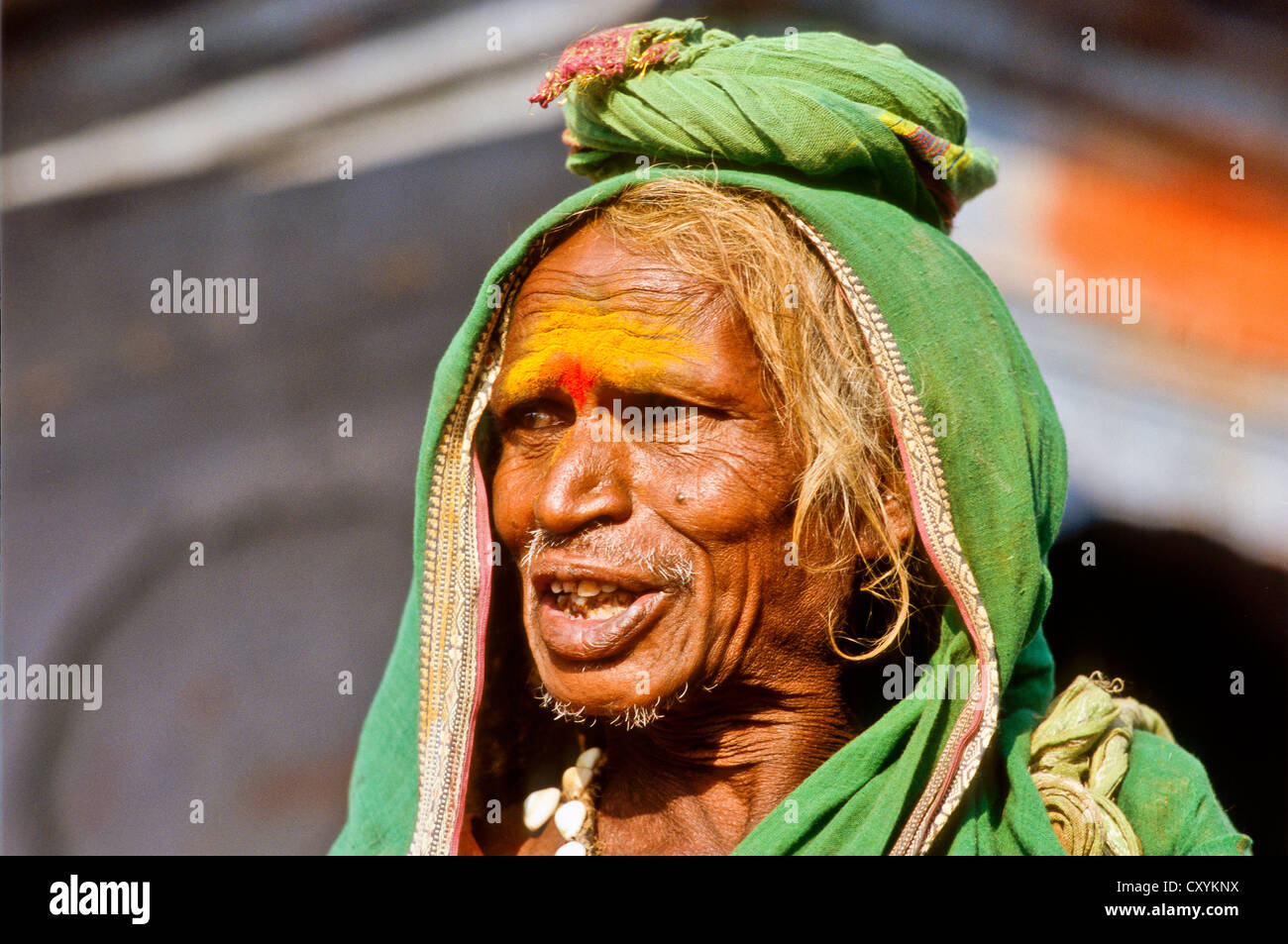 Portrait of a Hijra, physiological male with feminine gender Stock